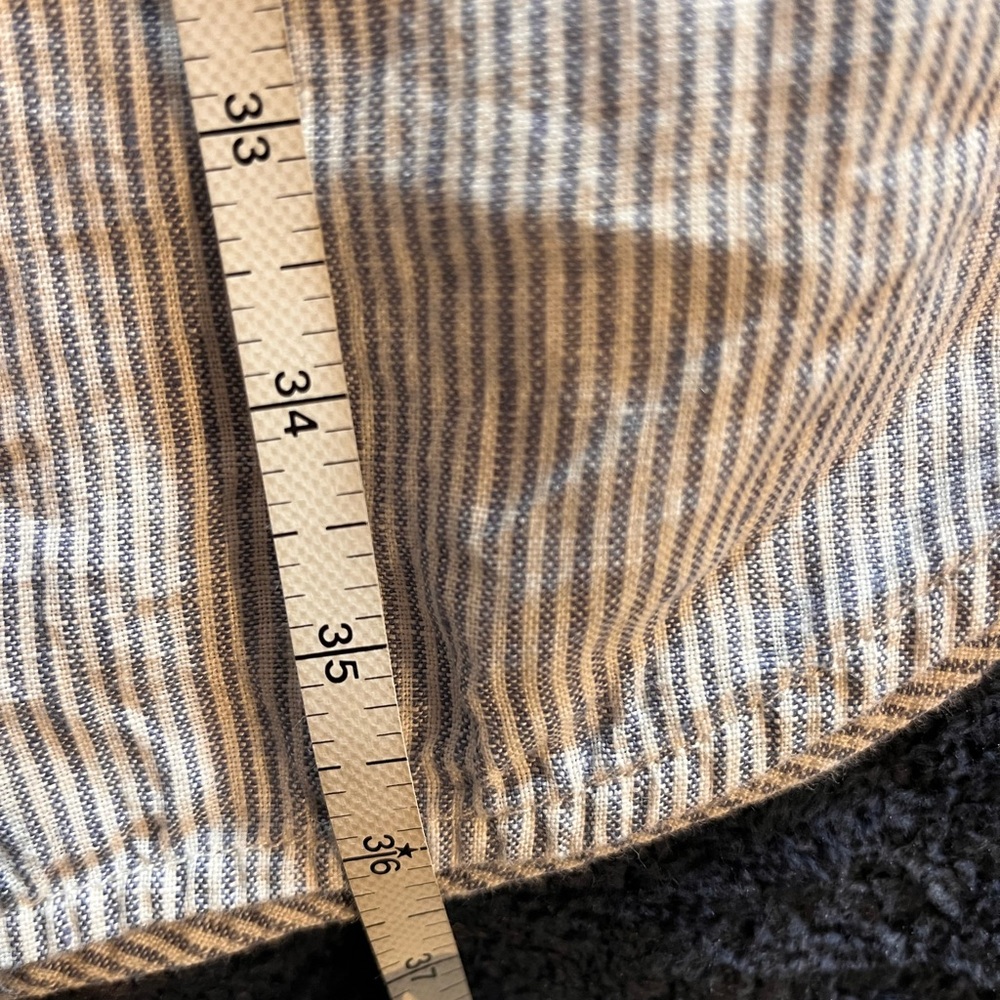 Quince 100% European Linen Shirt Dress Medium Blue White Pinstriped EUC Striped - Picture 11 of 12